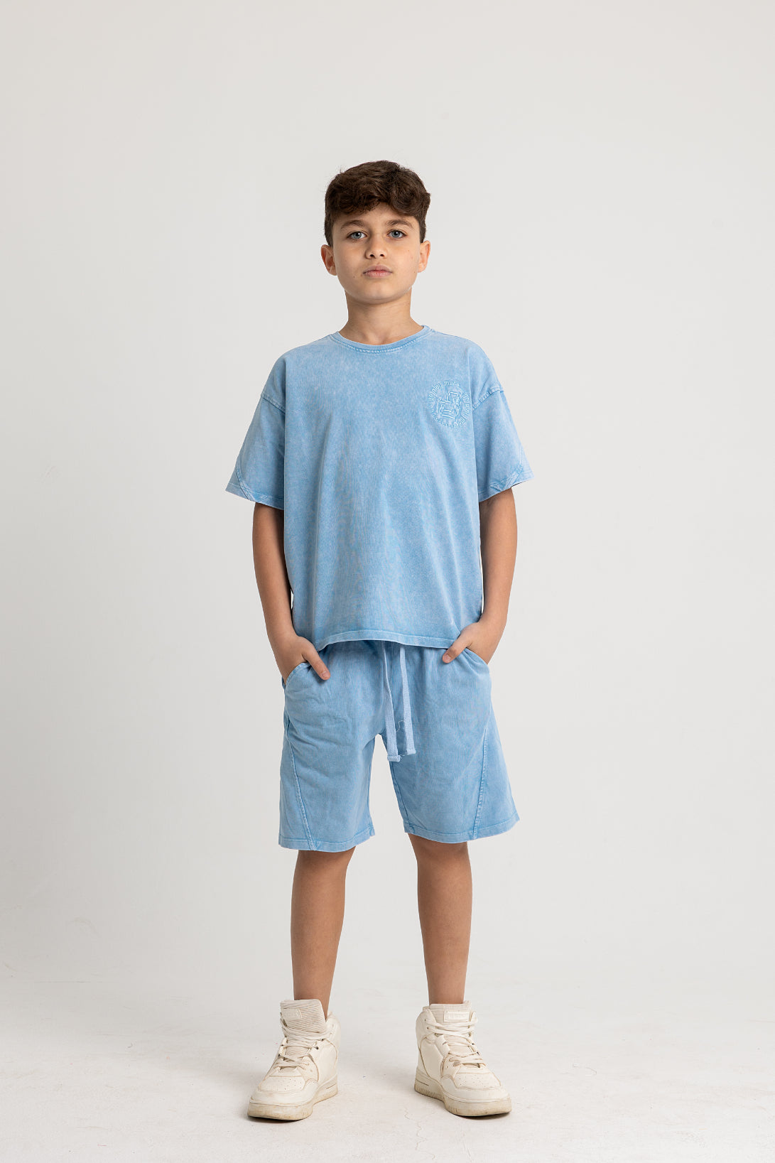 unisex "go play more" outfit set – baby blue