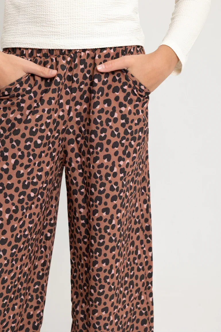 girls brown leopard pants - playmore