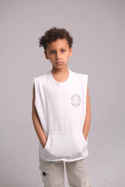 "learn through play" sleeveless t-shirt – white - playmore