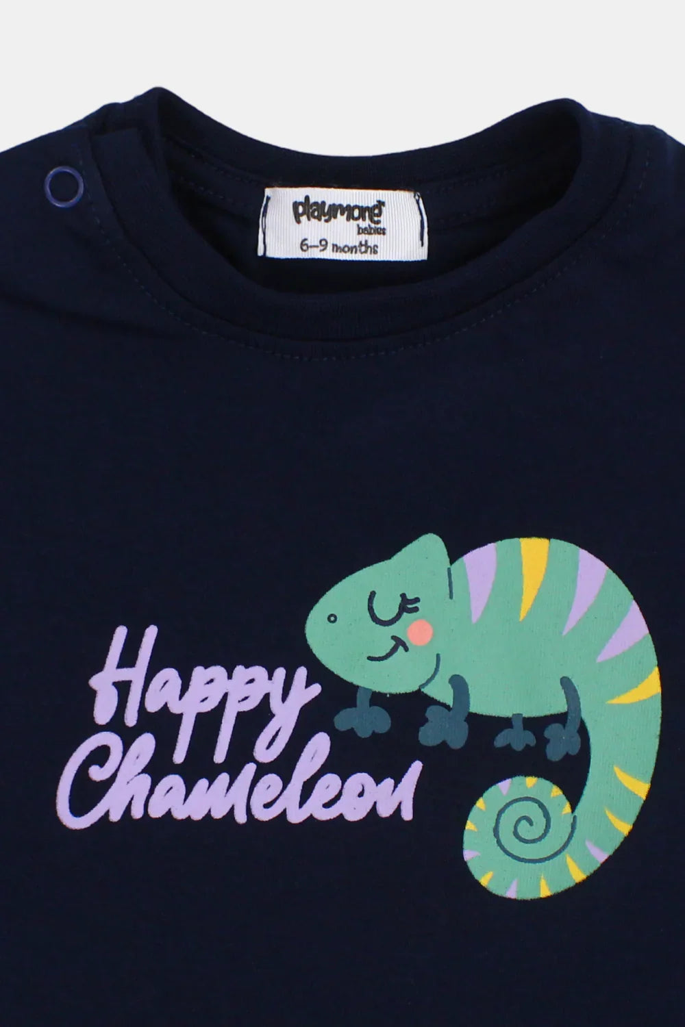 unisex baby navy "happy chameleon" cotton t-shirt - playmore