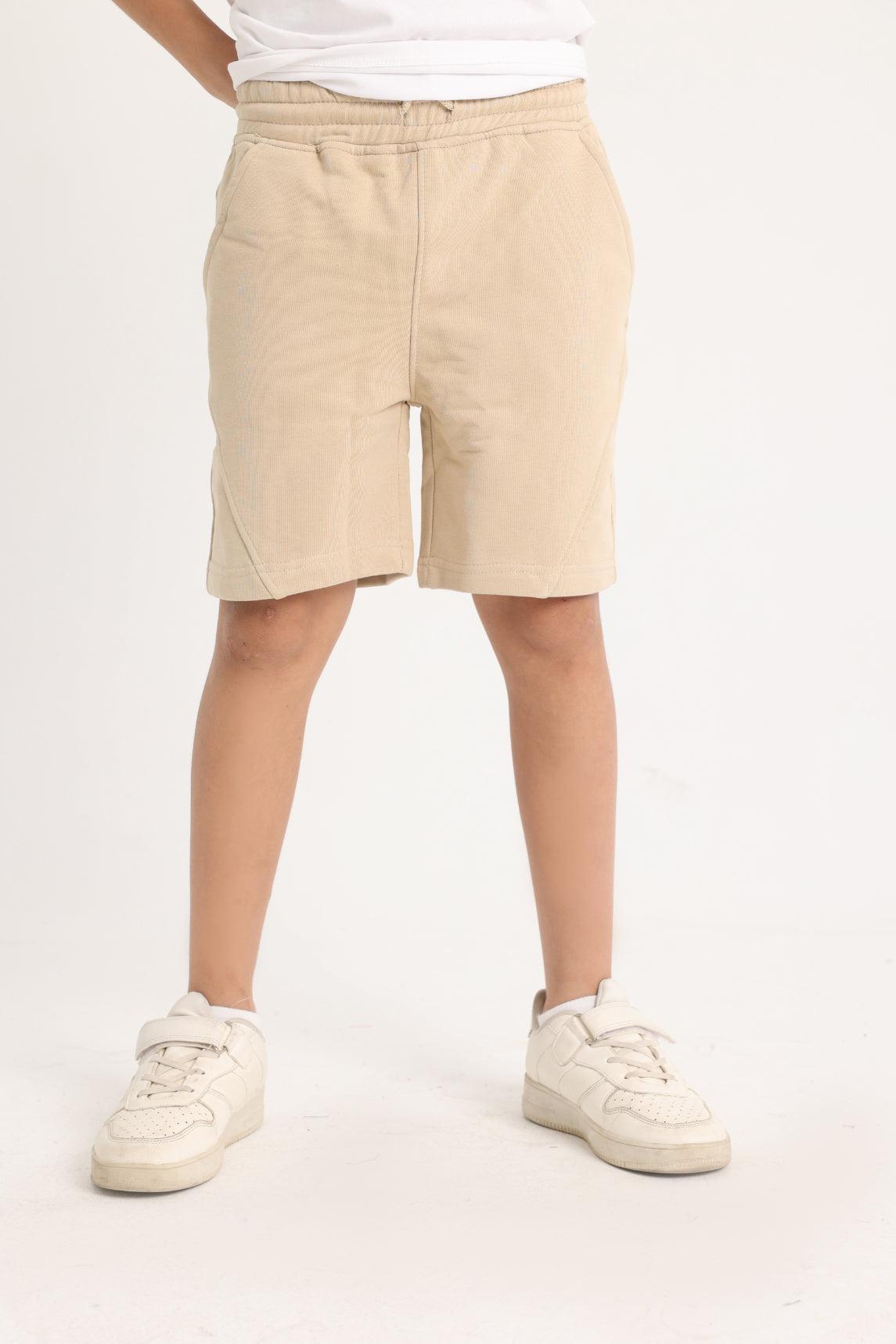 unisex kids cotton shorts – beige