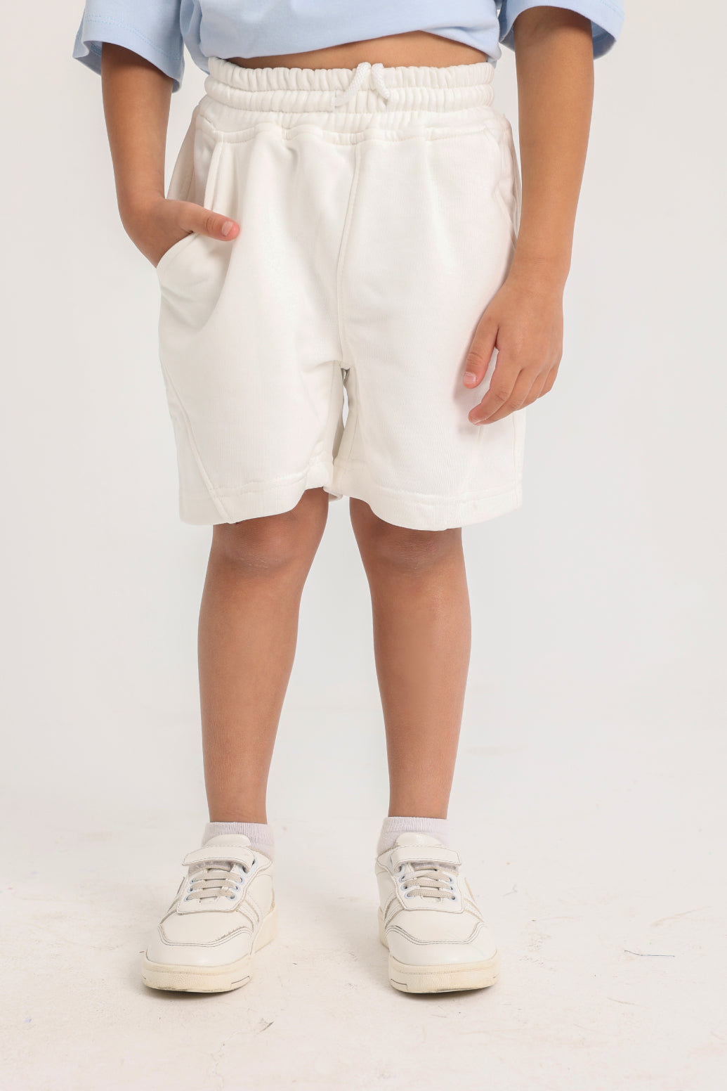 unisex kids cotton shorts – off-white