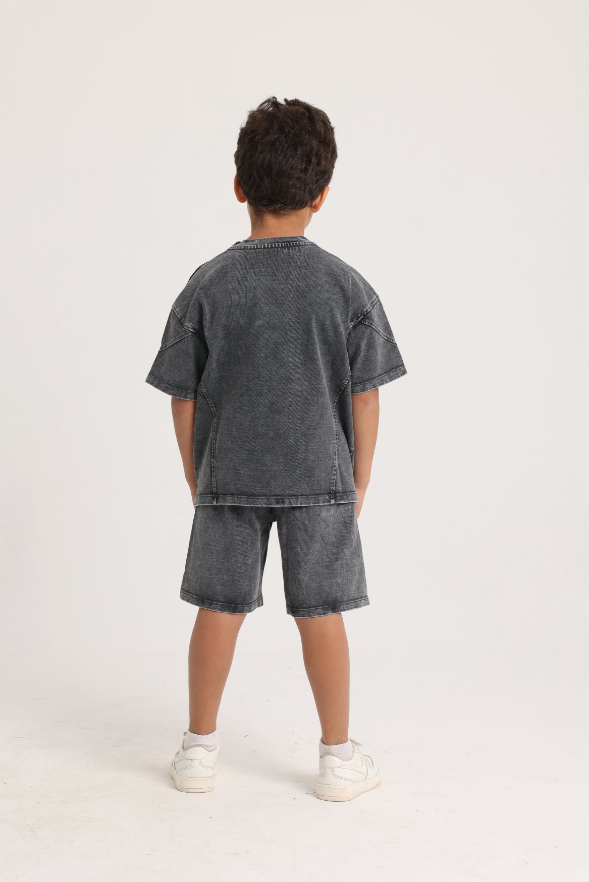 unisex kids cotton outfit set – dark grey "love adventure"