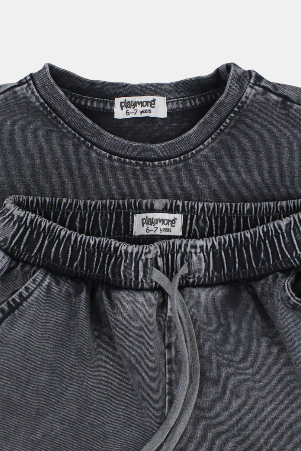 unisex kids cotton outfit set – dark grey "love adventure" - playmore