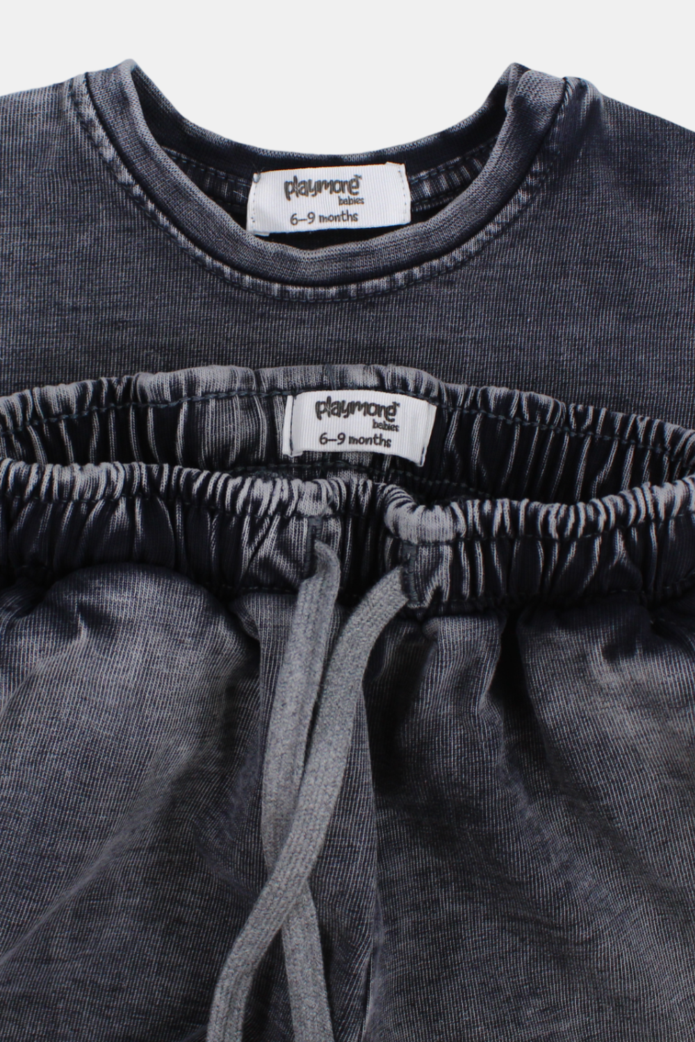 unisex baby outfit set dark grey "love adventure" short sleeves