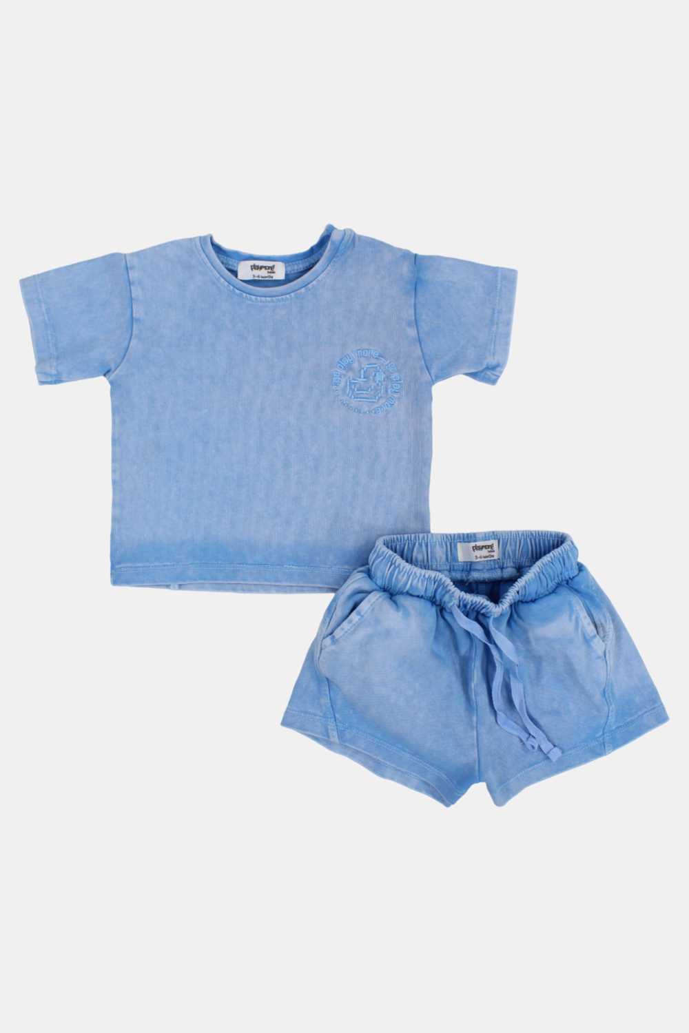 unisex baby babyblue "go play more" outfit set