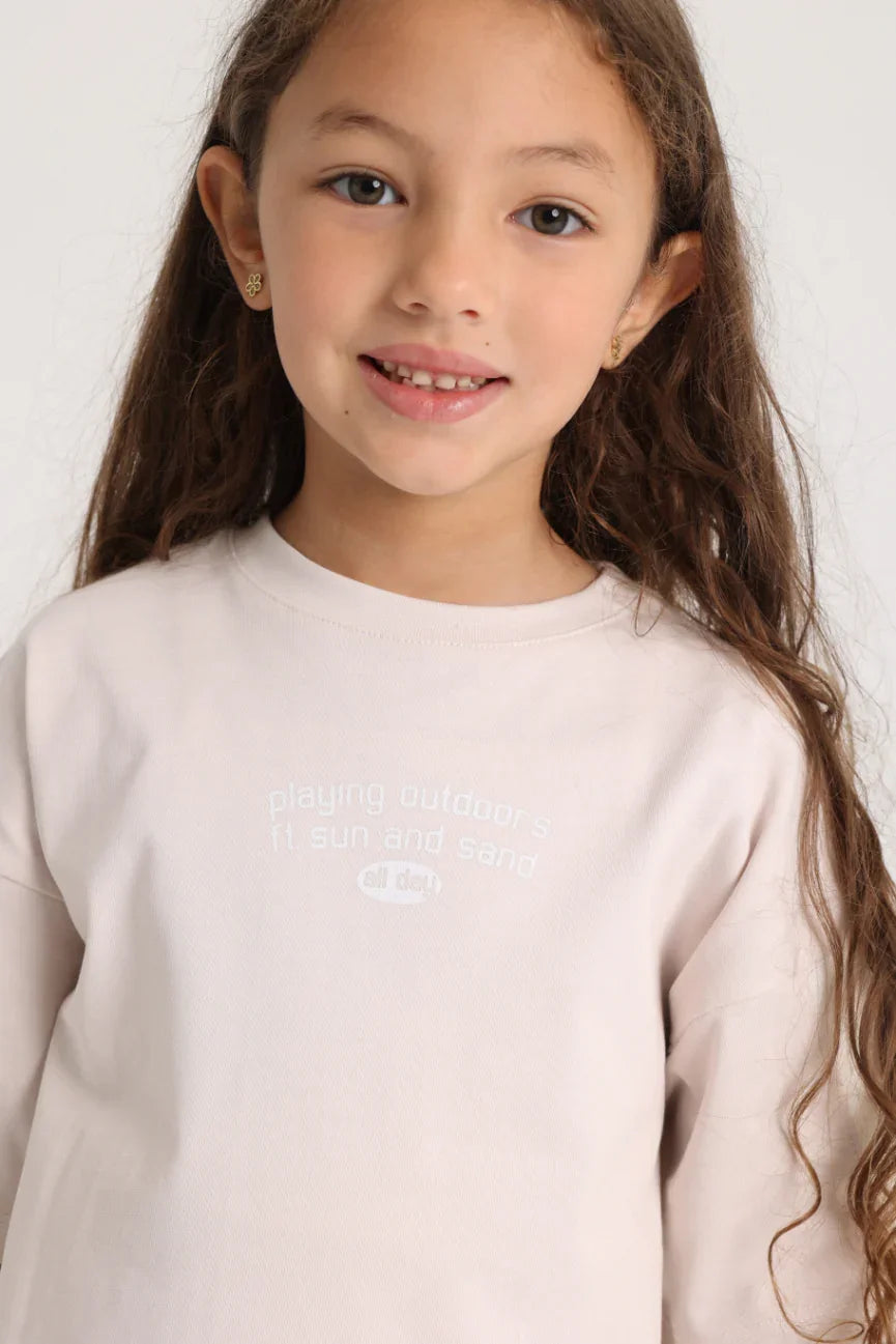 unisex kids cotton outfit set – beige - playmore
