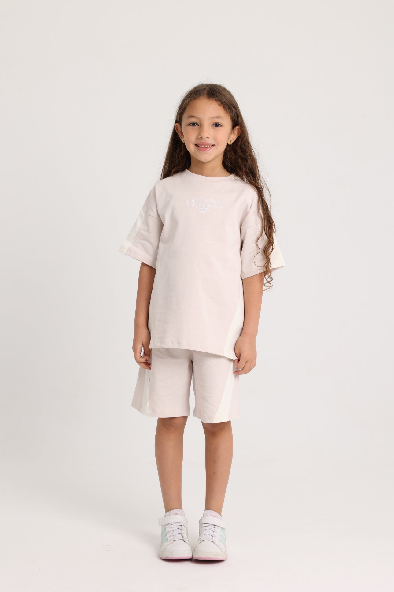 unisex kids cotton outfit set – beige