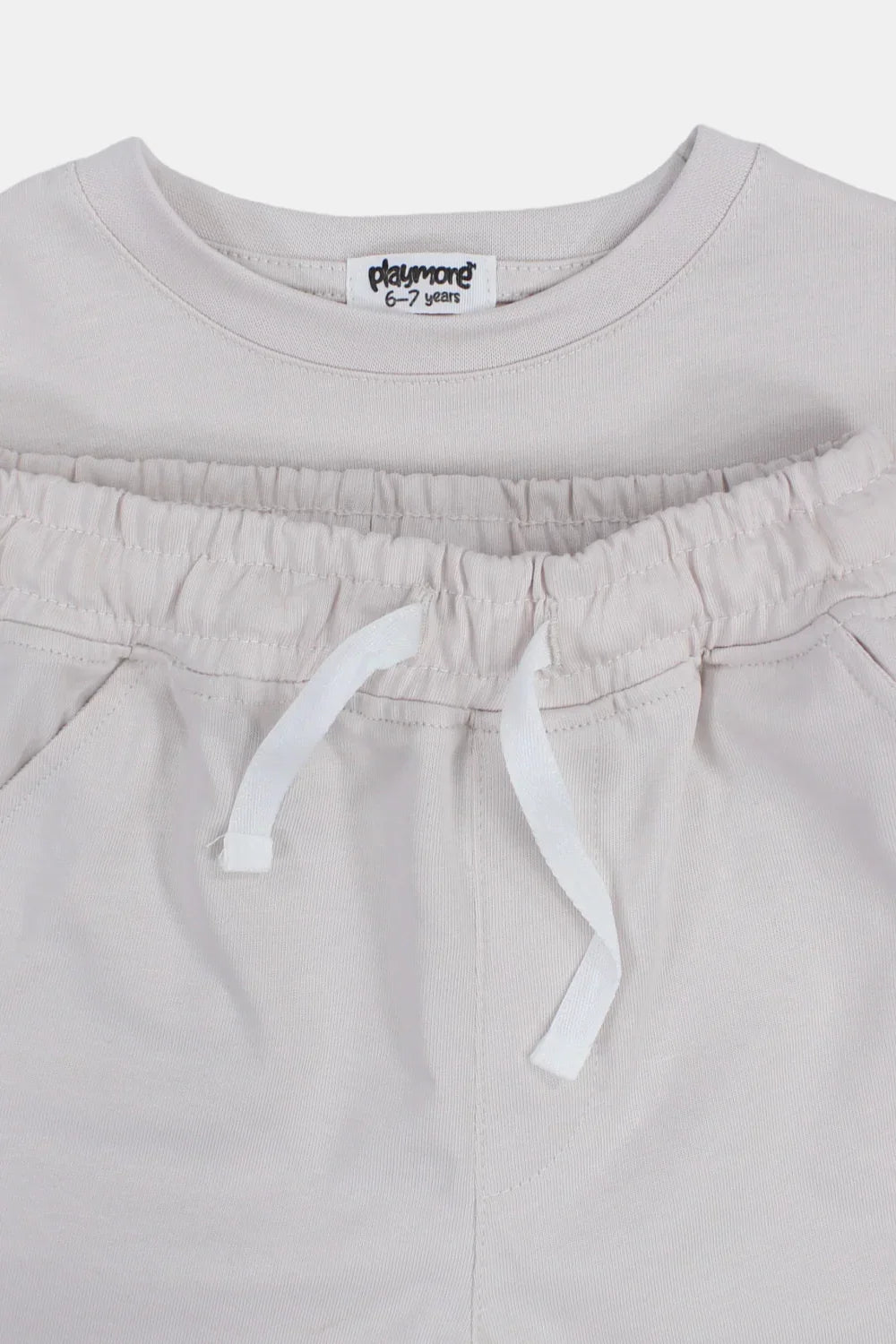 unisex kids cotton outfit set – beige - playmore