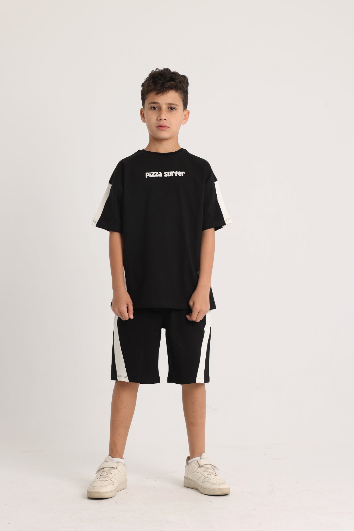 unisex kids cotton outfit set – black