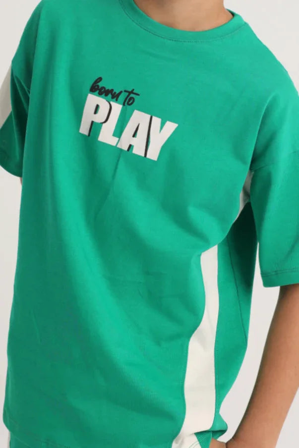 unisex kids cotton outfit set – green - playmore