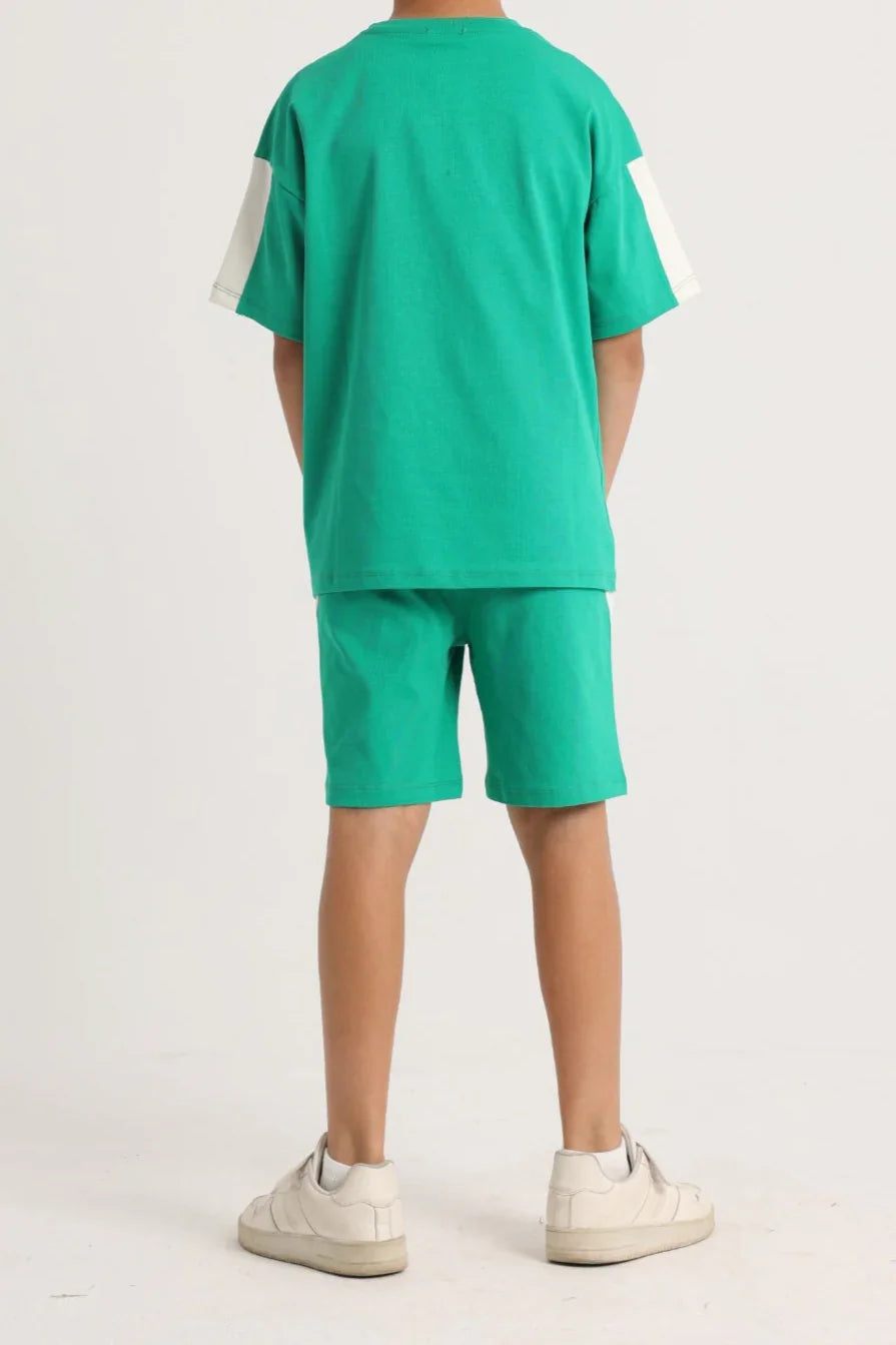 unisex kids cotton outfit set – green - playmore