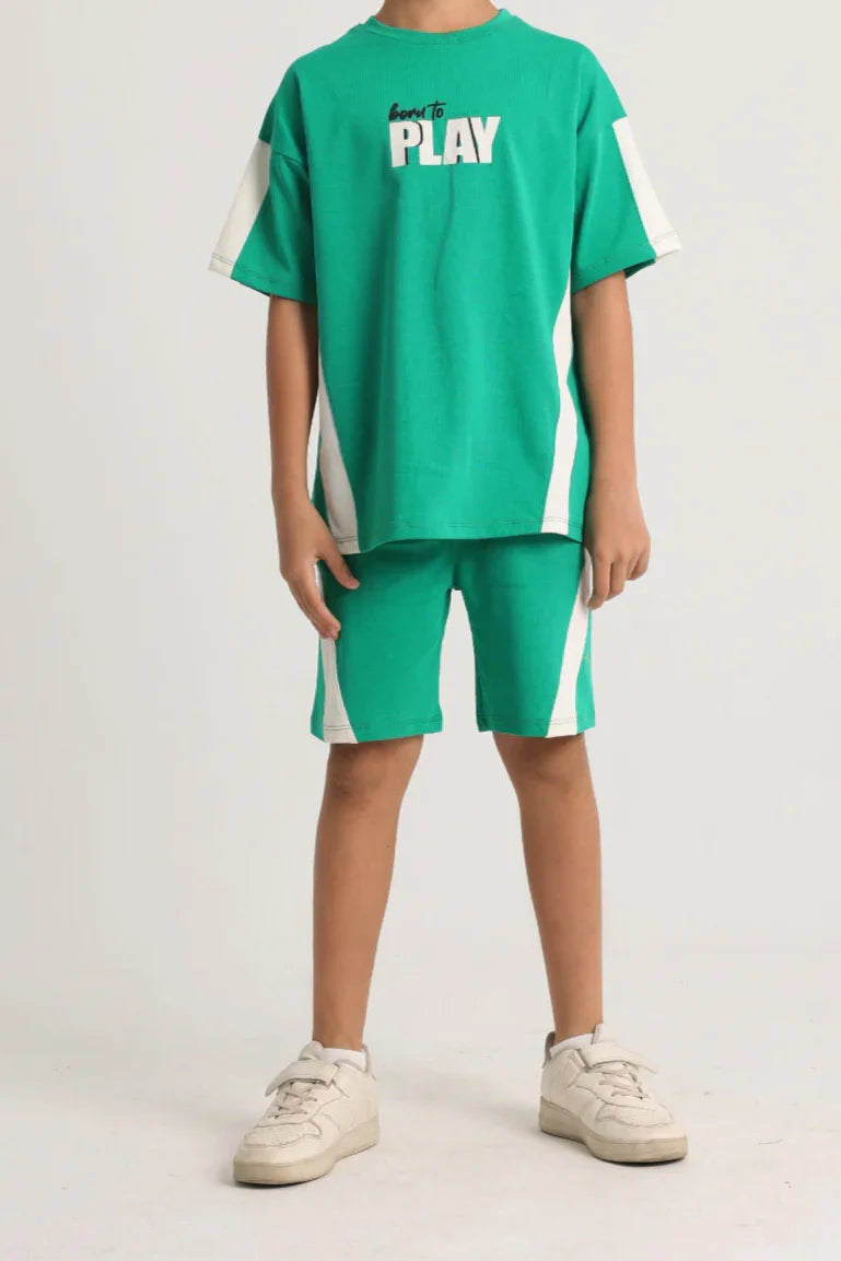 unisex kids cotton outfit set – green - playmore