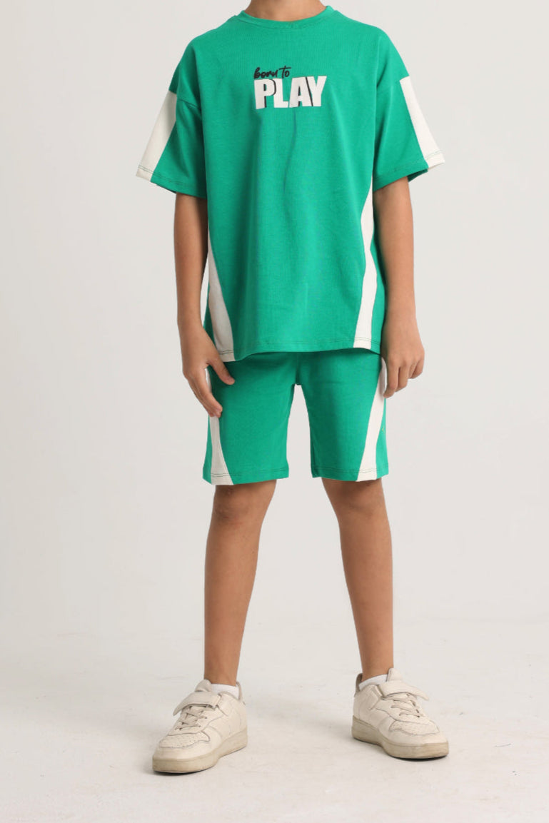 unisex kids cotton outfit set – green