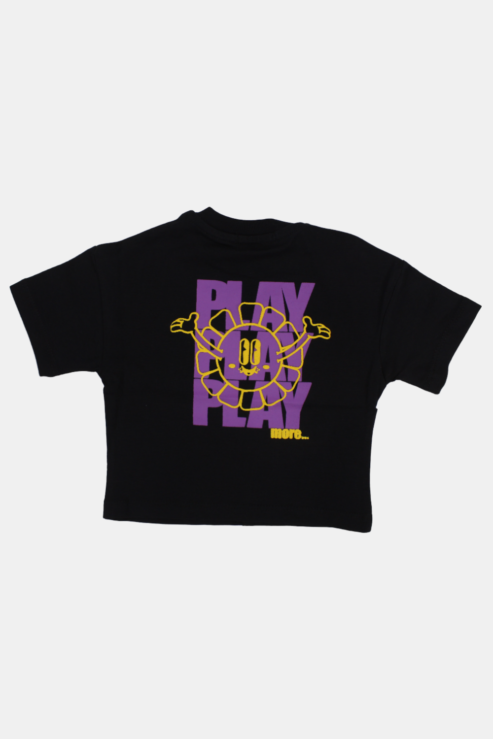unisex baby cotton t-shirt – black "play more" print