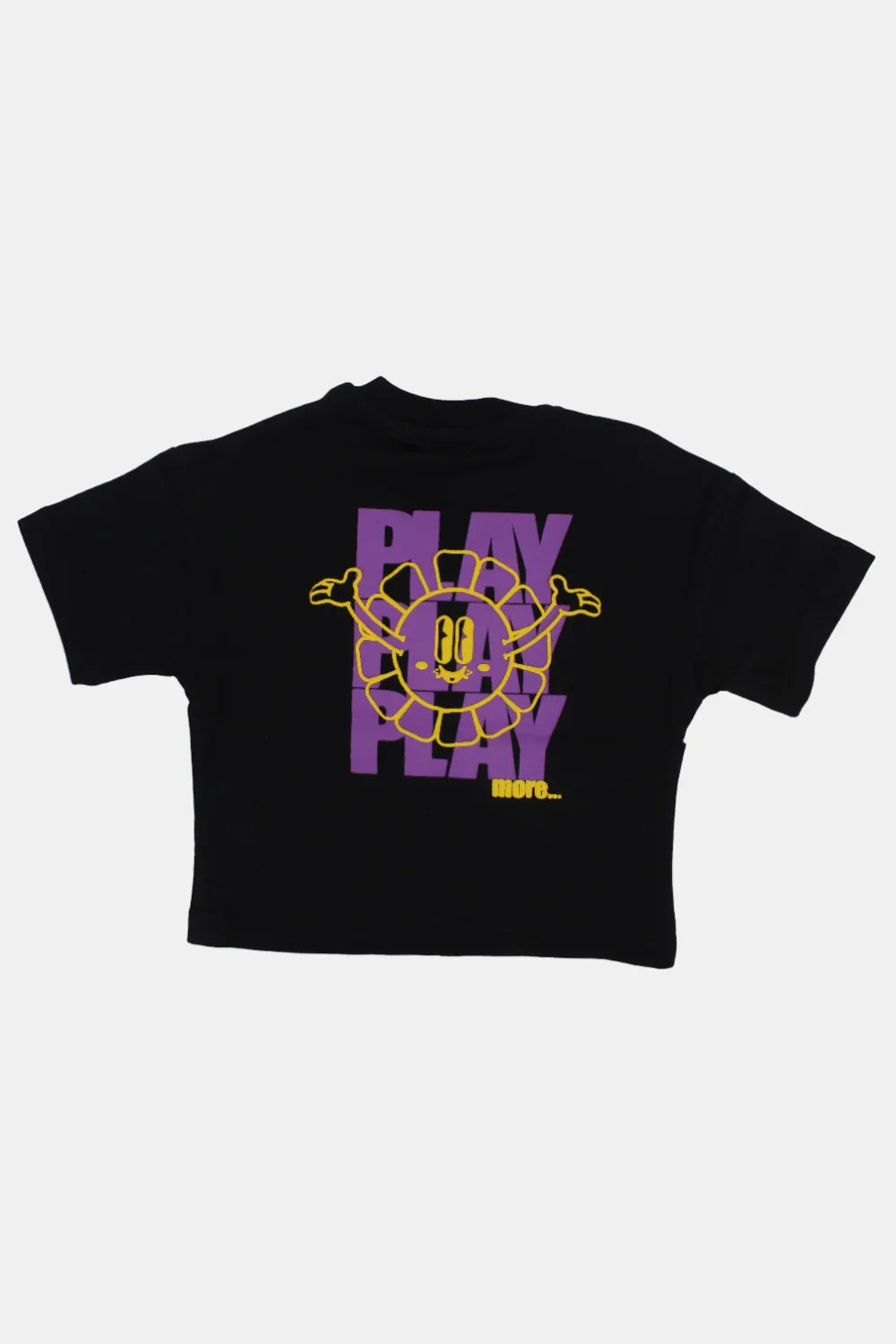 unisex baby cotton t-shirt – black "play more" print - playmore