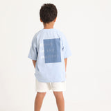 Unisex Kids Cotton T-Shirt – Baby Blue "Living in the Moment"