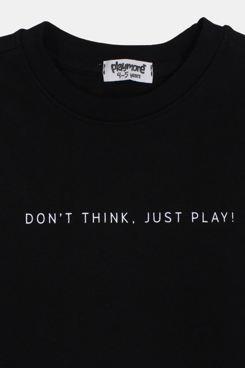 unisex kids cotton sleeveless t-shirt – black "don’t think just play"
