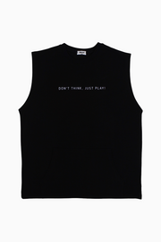 Unisex Cotton T-Shirt – Black with "DON’T THINK JUST PLAY" Print