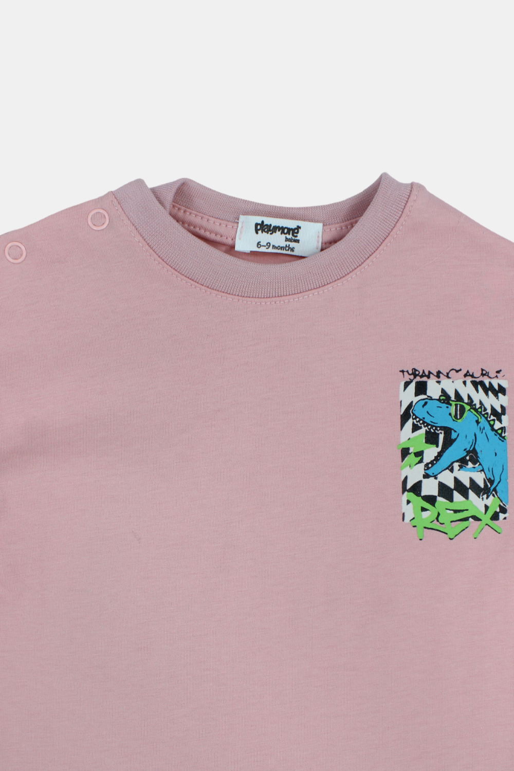 unisex baby dustypink "tyranosaurus rex" cotton t-shirt