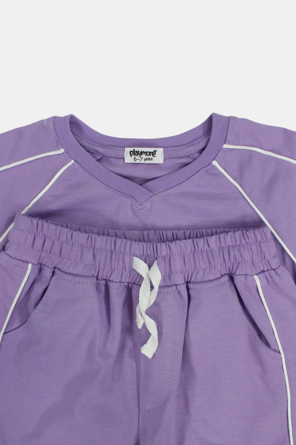 unisex kids cotton outfit set – purple "only fun moments" - playmore