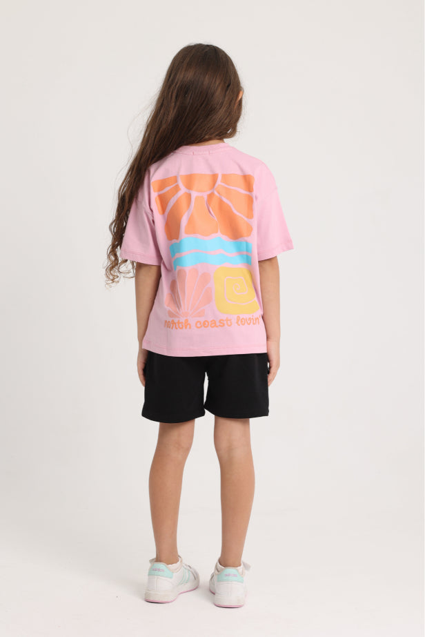 pink "north coast lovin" short sleeved t-shirt
