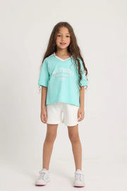 kids cotton t-shirt – aqua "playmore" - playmore