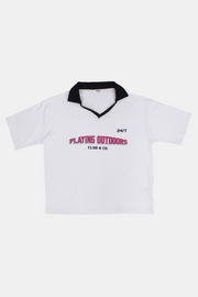 white "playing outdoors" t-shirt