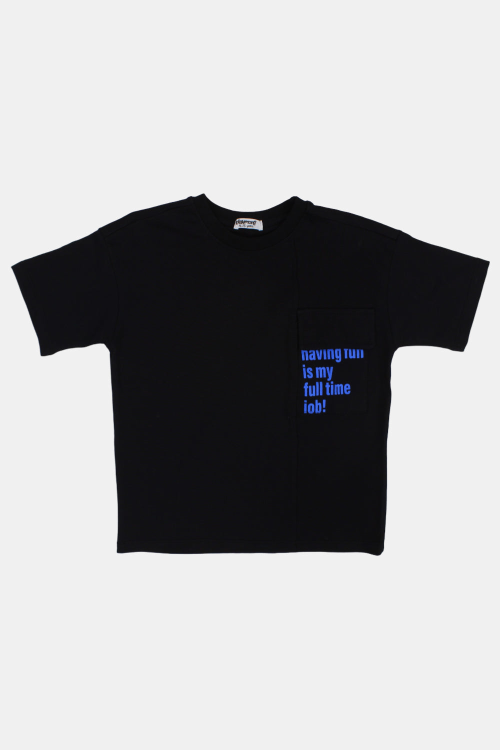 "unisex kids black full time job cotton t-shirt