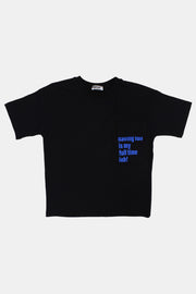 "unisex kids black full time job cotton t-shirt