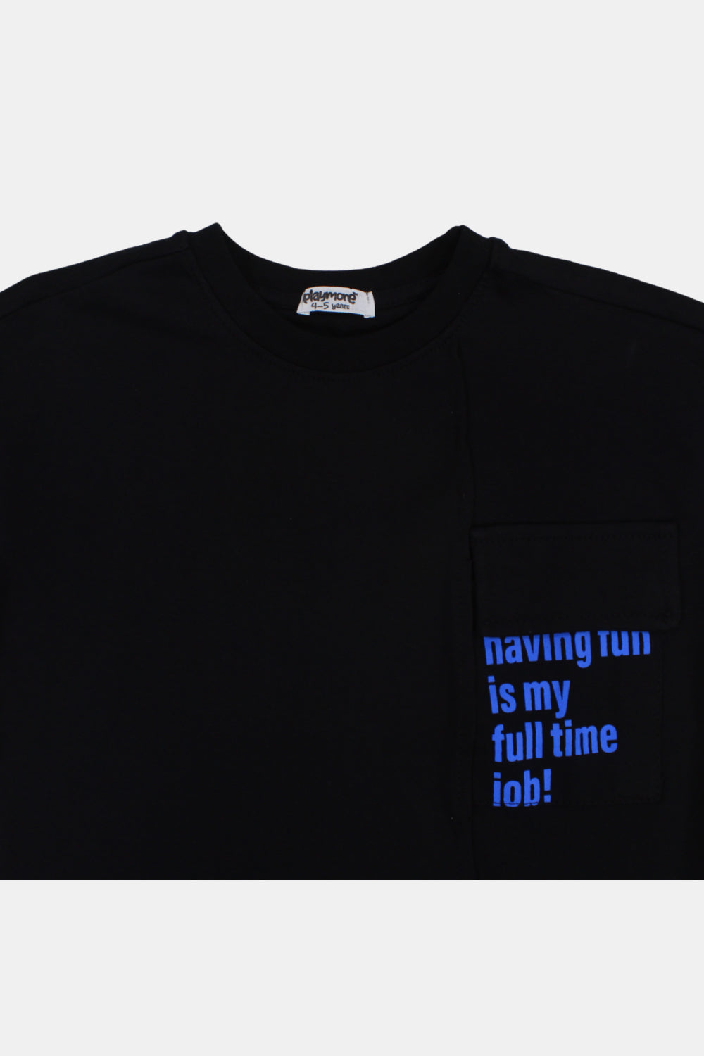 "unisex kids black full time job cotton t-shirt
