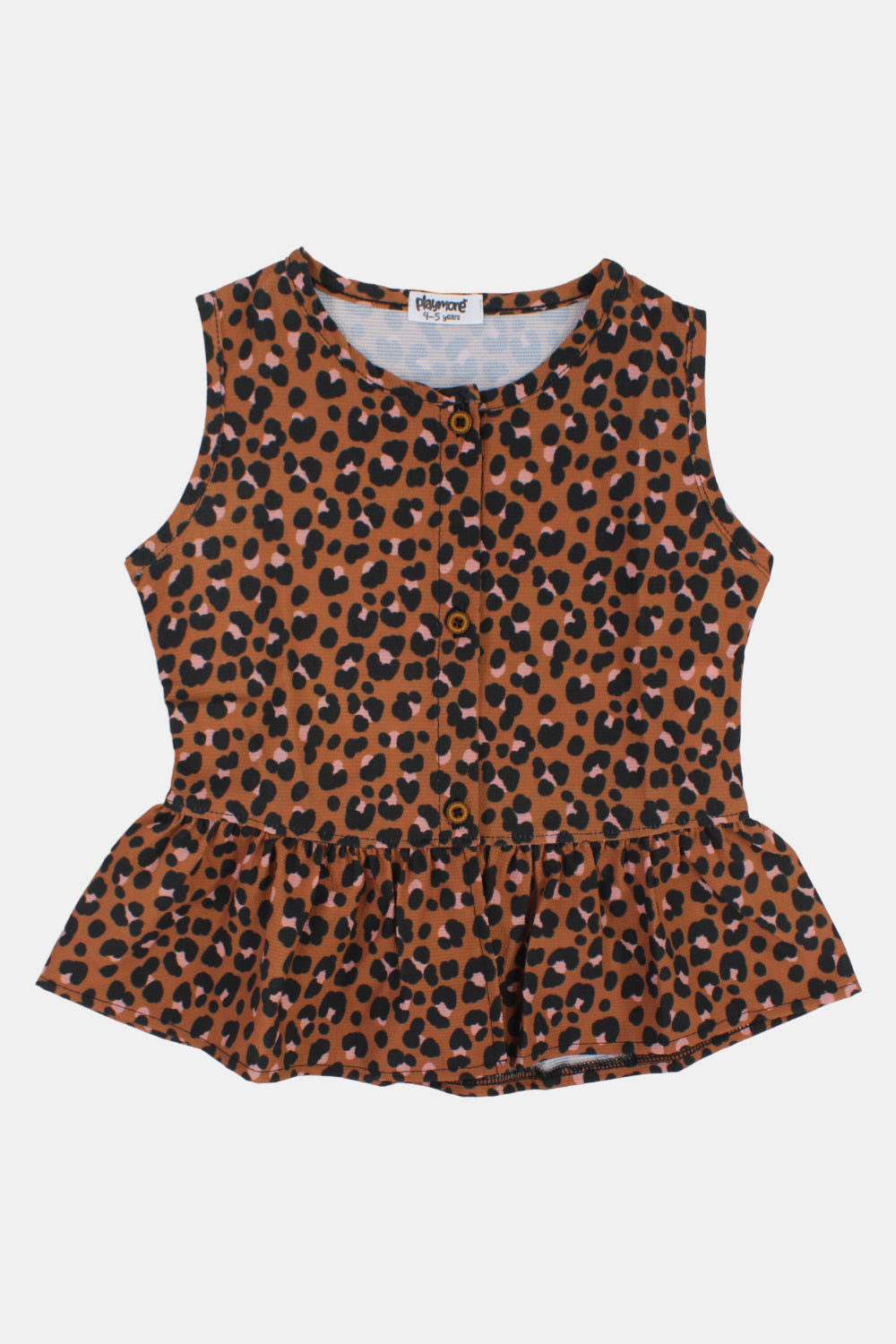 girls sleeveless blouse – brown leopard print