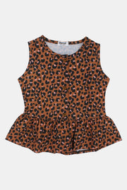 girls sleeveless blouse – brown leopard print - playmore