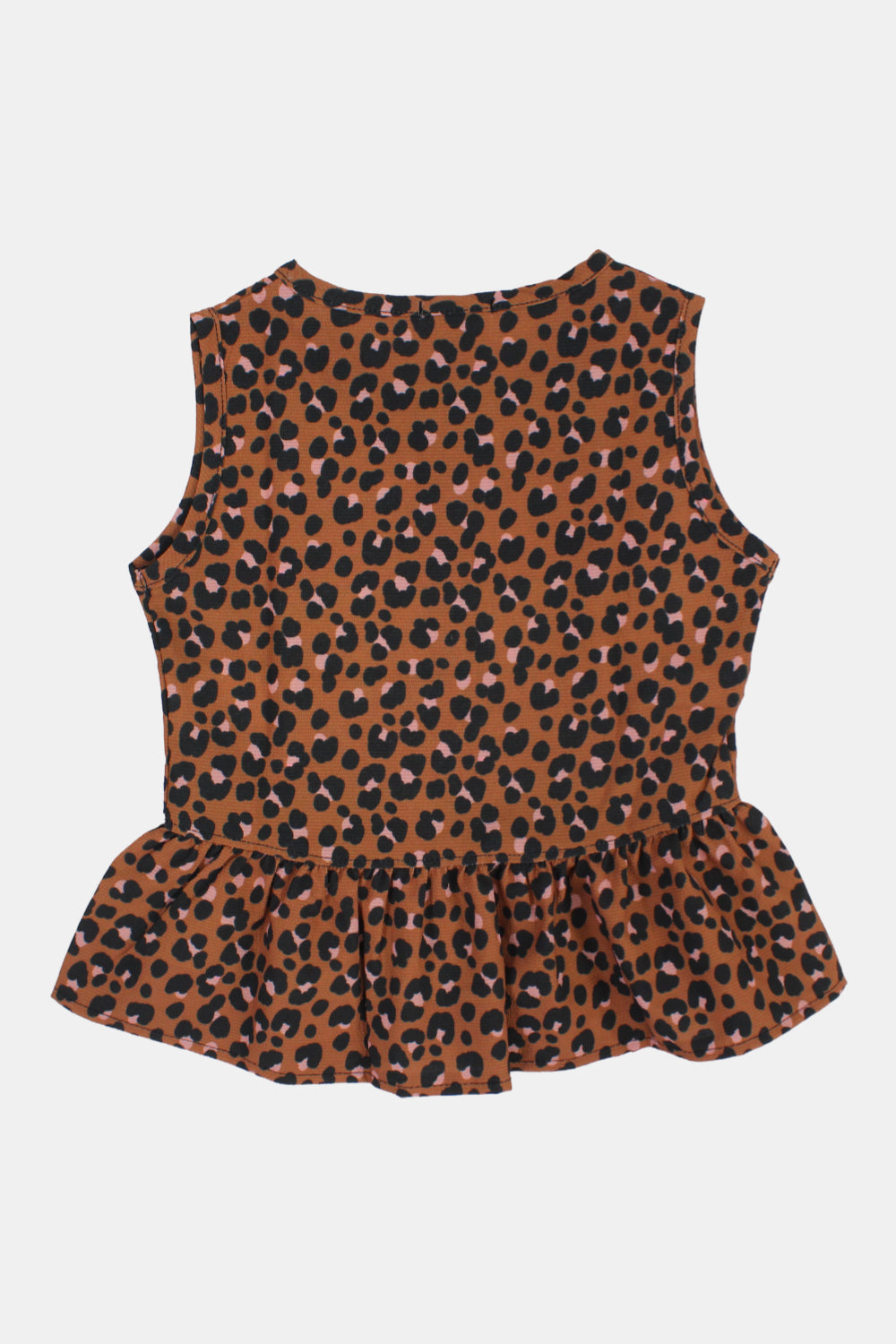girls sleeveless blouse – brown leopard print