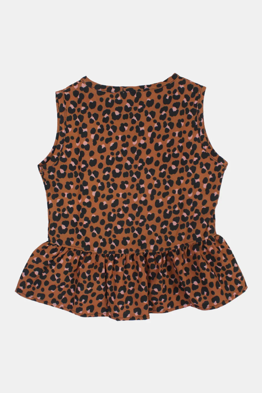 girls sleeveless blouse – brown leopard print - playmore