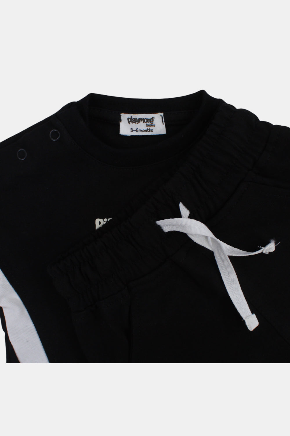 unisex baby black cotton outfit set – pizza surfer short sleeves
