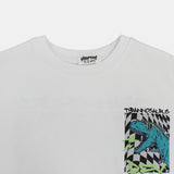 Unisex White Cotton T-Shirt with Dino Print