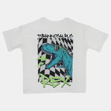 Unisex White Cotton T-Shirt with Dino Print