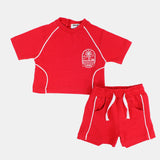 Unisex Baby Red "SUMMER" Cotton Outfit Set