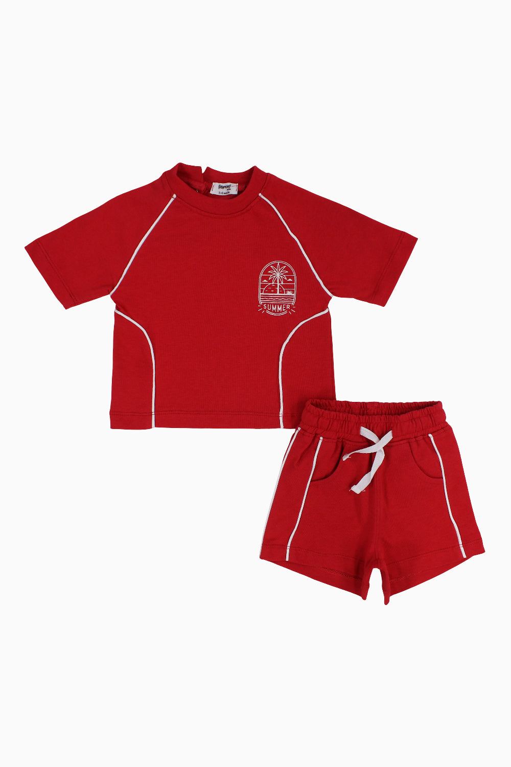 unisex baby red "summer" cotton outfit set