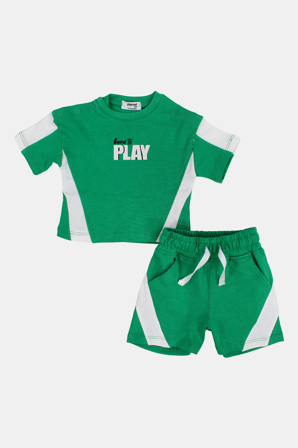 unisex baby green "born to play" cotton outfit set