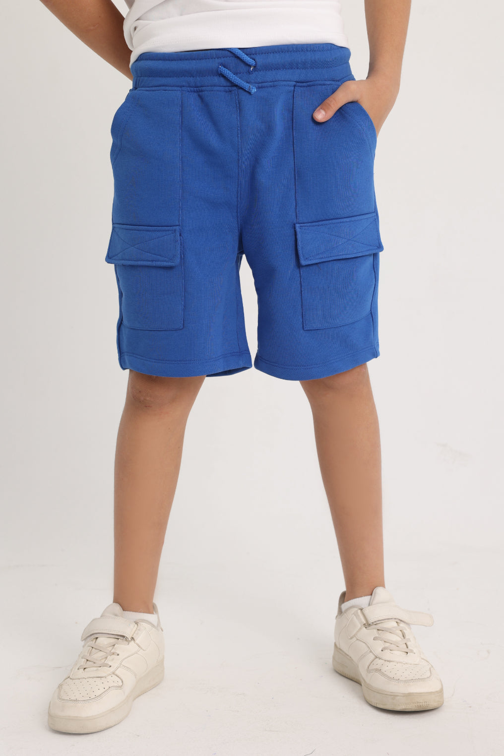 blue cotton cargo shorts
