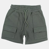 Unisex Kids Olive Cotton Shorts