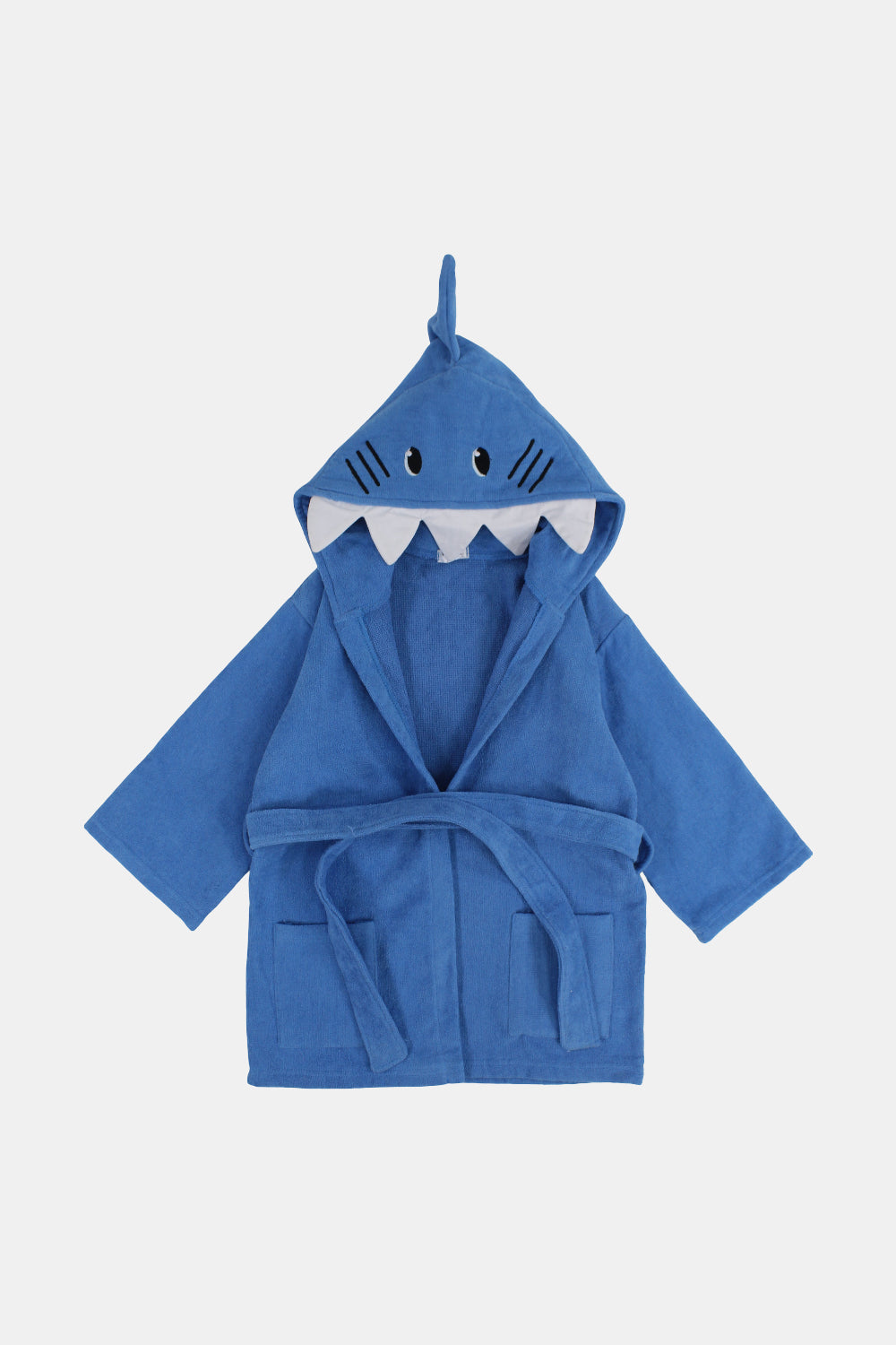 unisex kids swim robe – blue shark