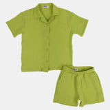 Unisex Kids Apple Green Cotton Outfit Set