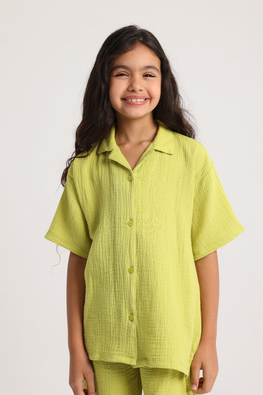 unisex kids apple green cotton outfit set