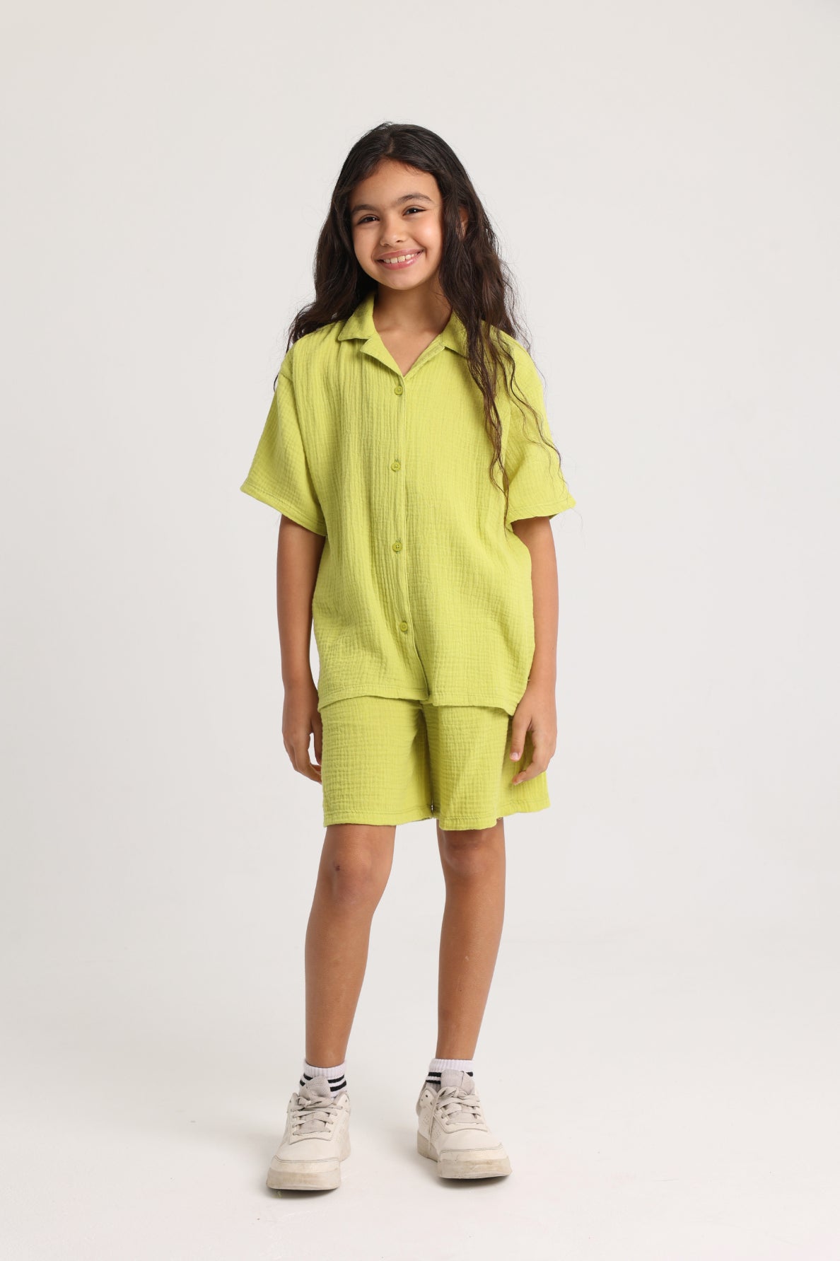 unisex kids apple green cotton outfit set