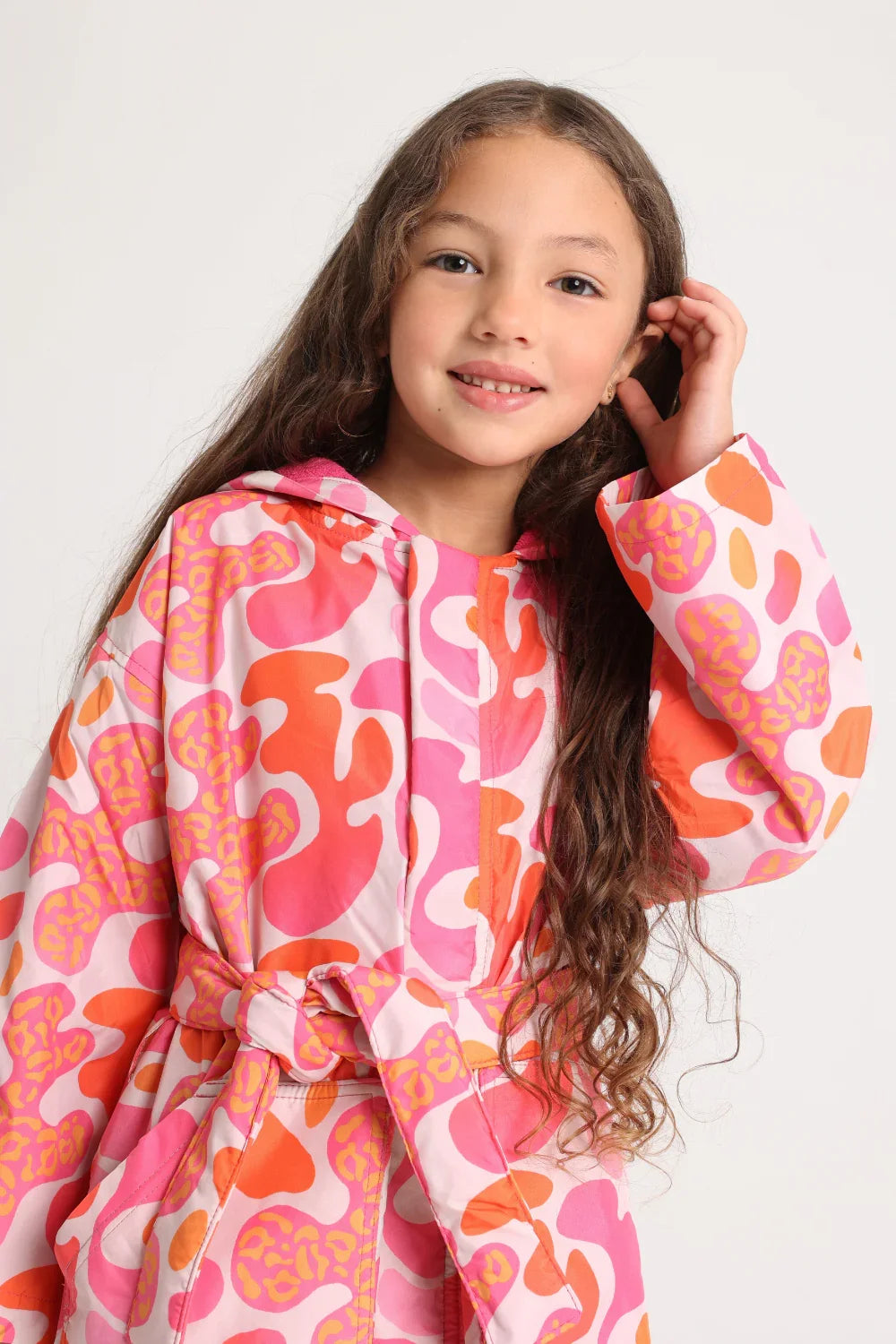 girls swim Robe – multicolored fun doodles print - playmore