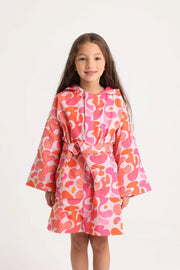 girls swim Robe – multicolored fun doodles print - playmore