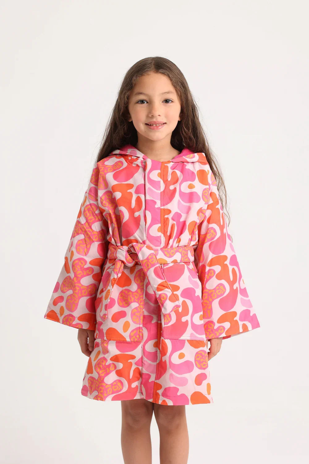 girls swim Robe – multicolored fun doodles print - playmore
